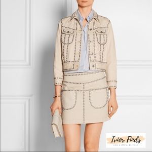 COACH DENIM RIVET STUDDED MINI SKIRT